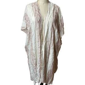 Hem & Thread Mauve Ivory Kimono With Frayed Bottom Women's Size O/S